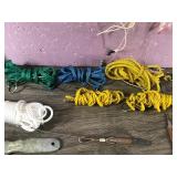 Lot of Fishing Items - Hook Removers - Swivels - Fishing Lures - Stringers - Large Hooks for Halibut - Hooks - Small Tackle Box and More