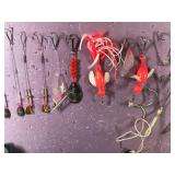 Lot of Fishing Items - Hook Removers - Swivels - Fishing Lures - Stringers - Large Hooks for Halibut - Hooks - Small Tackle Box and More