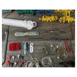 Lot of Fishing Items - Hook Removers - Swivels - Fishing Lures - Stringers - Large Hooks for Halibut - Hooks - Small Tackle Box and More