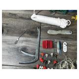 Lot of Fishing Items - Hook Removers - Swivels - Fishing Lures - Stringers - Large Hooks for Halibut - Hooks - Small Tackle Box and More