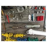 Lot of Fishing Items - Hook Removers - Swivels - Fishing Lures - Stringers - Large Hooks for Halibut - Hooks - Small Tackle Box and More
