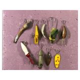 Lot of Collectible Fishing Lures - Dancing Eel by Bill Dance - Whopper Stopper Hell Bender - Fred Arbogast Hustler - Kautzky Lazy Ike - 3 - VIVIF - Norman - Flash N Pop - Flasheye Spoon Paul Bunyan Ba