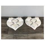 2 -,Heart Shaped Stoneware Muffin Cupcake Baking Pan Pottery Blue Spongeware