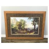 Framed Picture of 2 Religious Men Reading a Bible in the Mountains