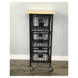3 Tier Wire Basket Storage Cart on Wheels
