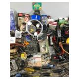 Lot of Hardware - Tools - Shop Treble Light - Welding Mask - Saws  - Combination Locks with Combo and More