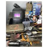 Lot of Hardware - Tools - Shop Treble Light - Welding Mask - Saws  - Combination Locks with Combo and More