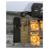 Tasco Game Camera - Hand Warmers - Fish Hook Remover - Pistol Holders - Wood Gun Stocks - Fuse Bow Quiver - Vintage Military Weapon Cleaning Pouches - Bow Tips