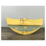 Vintage Hand Carved Wood Crescent Moon Box