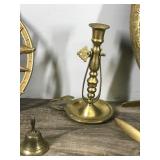 Brass Lobster, Bell, Candle Holder, Etched Plate & Aluminum Sun