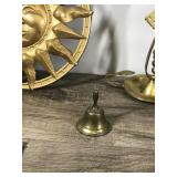Brass Lobster, Bell, Candle Holder, Etched Plate & Aluminum Sun