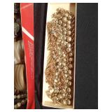 Flat of jewelry including K&A 1/20 10K GF and necklace/earring set of Austrian Crystals