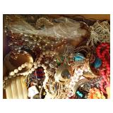 Flat of jewelry including K&A 1/20 10K GF and necklace/earring set of Austrian Crystals