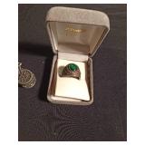 Sterling silver ring, High school class ring, and a bicycle trinket box with bicycle necklace and earrings