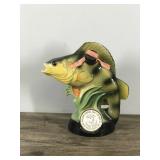 Vintage Jim Beam Bourbon Whiskey Decanter Perch Fish Regal China with Official Seal National Fresh Water Fishing Hall of Fame Hayward, WI