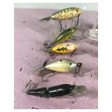 Lot of 10 Collectible Fishing Lures - Some are Wood - See description for more info