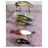 Lot of 10 Collectible Fishing Lures - Some are Wood - See description for more info