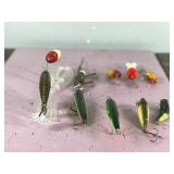 Lot of 10 Collectible Wooden Fishing Lures - see description for more info