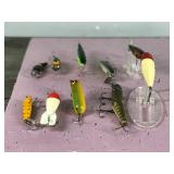 Lot of 10 Collectible Wooden Fishing Lures - see description for more info