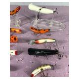 Lot of 10 Lazy Ike & Flatfish Fishing Lures - some are wood
