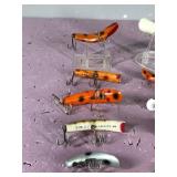 Lot of 10 Lazy Ike & Flatfish Fishing Lures - some are wood