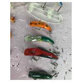 Lot of 10 Lazy Ike & Flatfish Fishing Lures - some are wood