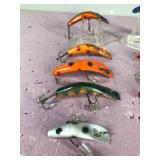 Lot of 10 Lazy Ike & Flatfish Fishing Lures - some are wood