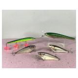 Lot of 5 Large Fishing Lures - some say Bagley on them
