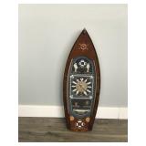 Wall Hanging Battery Operated Wooden Ship Clock that Opens up for Hanging Keys