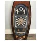 Wall Hanging Battery Operated Wooden Ship Clock that Opens up for Hanging Keys