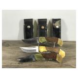 3 - Pakistan Stainless Steel Hunting Folding Knives with Sheaths