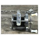 Lot of 10 Metal Fish Stringers & 1 Pflueger Akron No. 1894 Fishing Reel