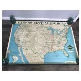 Vintage Illinois Central Railroad Map - Jars of Marbles are not Included
