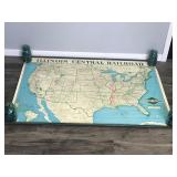 Vintage Illinois Central Railroad Map - Jars of Marbles are not Included