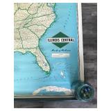 Vintage Illinois Central Railroad Map - Jars of Marbles are not Included
