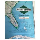 Vintage Illinois Central Railroad Map - Jars of Marbles are not Included