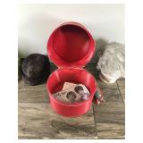 Vintage Hats with Box & Receipt and Mannequin Head with Wig & Vintage Carrying Case