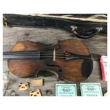 Vintage Violin with Case, Bow, Accessories & Instructions on How to Tune Violin