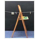 Vintage green slate folding chalkboard desk, 1978 Texas Little Professor calculator - Works, metal desk bell - works