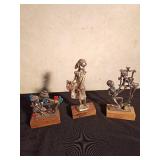 3 Metal Nichel Argentato figurines