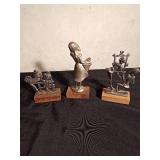 3 Metal Nichel Argentato figurines