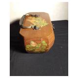 1960s - 1970s wooden octagon purse with metal handle