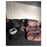 Lot of purses, billfold, travel jewelry box and bag