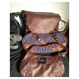 Lot of purses, billfold, travel jewelry box and bag