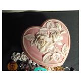 Heart shaped with rose on top full of jewelry