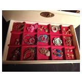 Vintage jewelry box full of jewelry