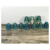 Lot of 10 Vintage Glass Insulators