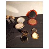 Vintage powder compacts and vintage perfume bottles and jar