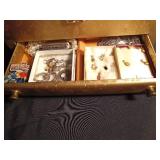 Vintage jewelry box with key full of jewelry