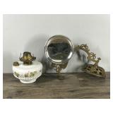 Vintage Oil Lamp with Reflector & Wall Bracket